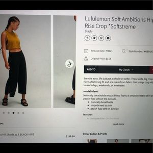 Lululemon Soft Ambitions High Rise Crop *Softstreme